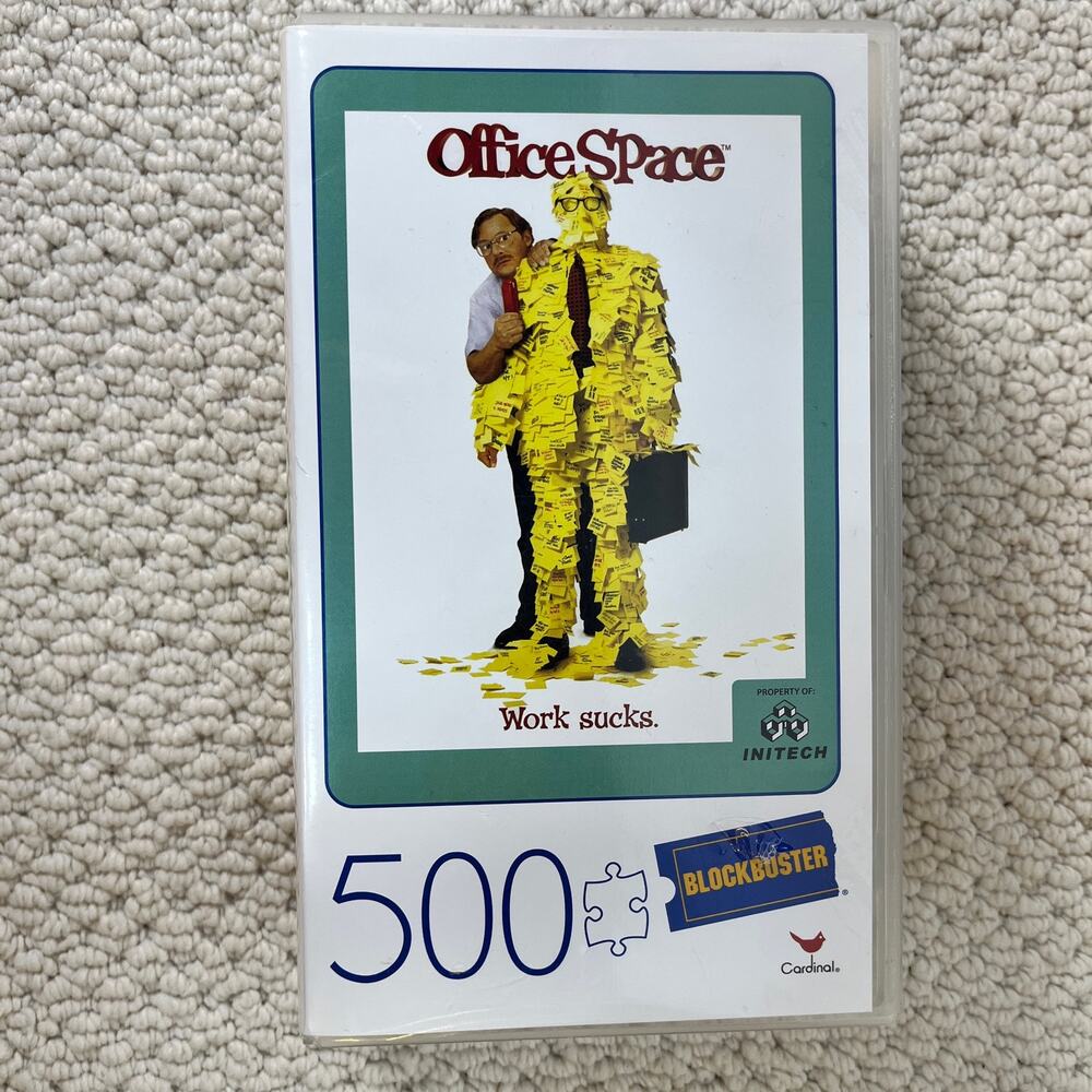 Office Space Movie 500 Pc Jigsaw Puzzle Plastic Retro Blockbuster VHS Video Case